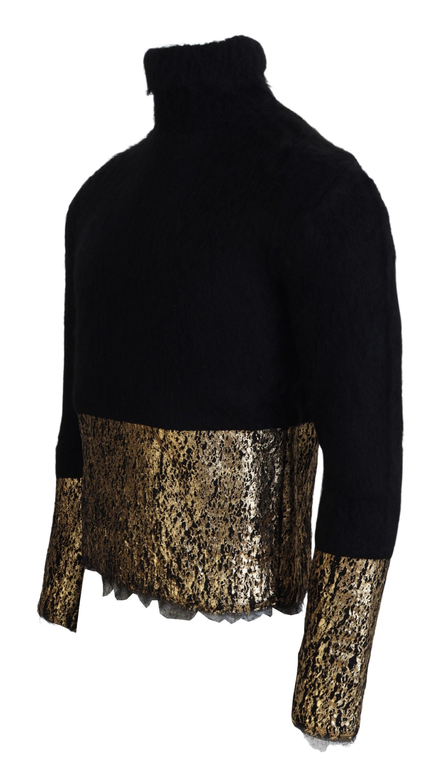 Impresionante jersey de cuello redondo en negro y dorado de Dolce &amp; Gabbana