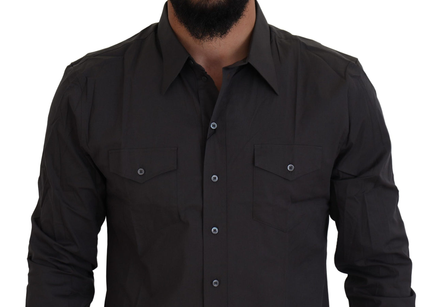 Camisa de vestir elegante de corte entallado Sicilia gris de Dolce &amp; Gabbana