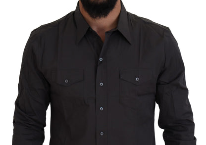 Camisa de vestir elegante de corte entallado Sicilia gris de Dolce &amp; Gabbana