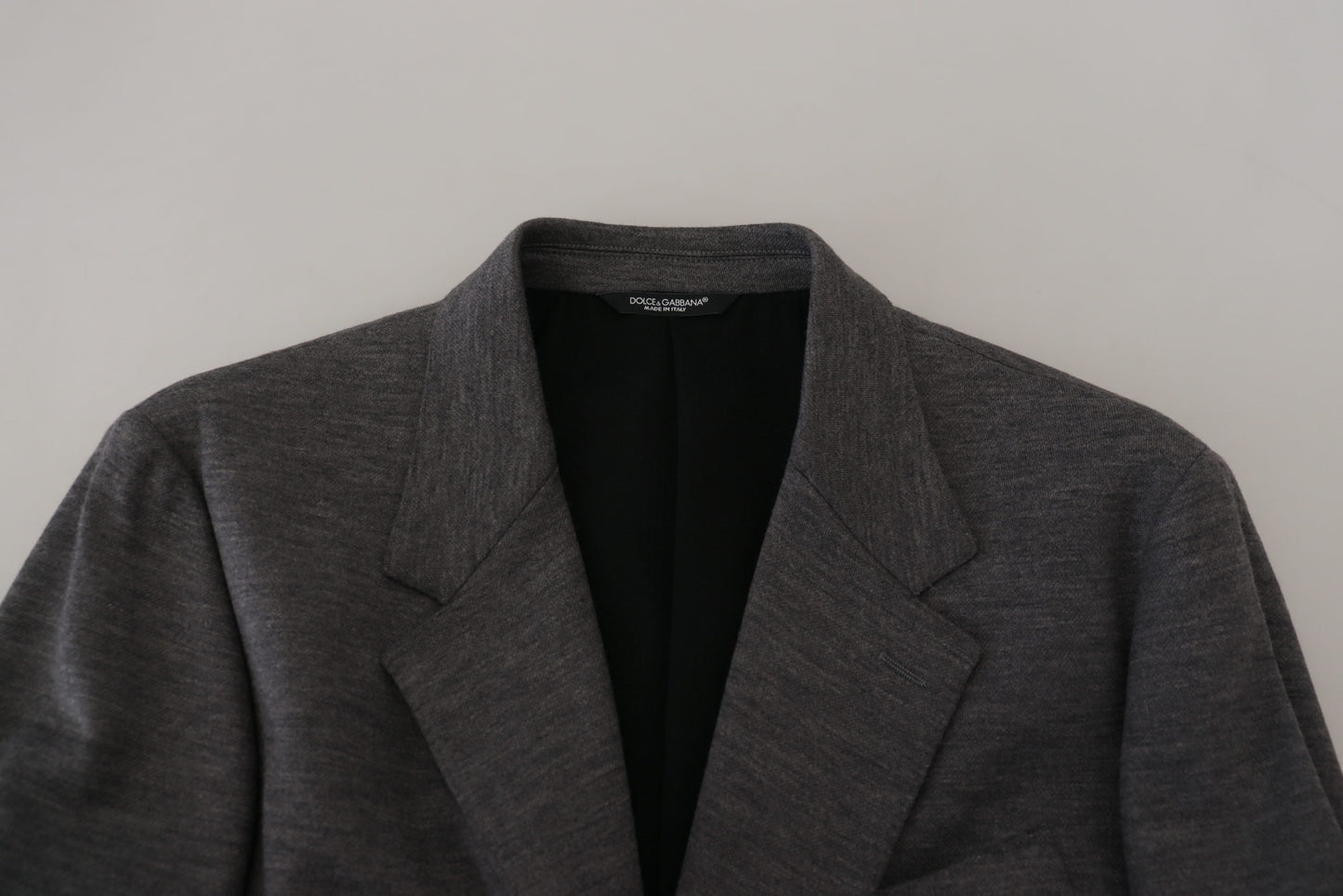 Blazer elegante de lana gris con corona de abeja bordada de Dolce &amp; Gabbana