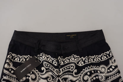 Pantalones elegantes de algodón y seda con estampado de bandana de Dolce &amp; Gabbana