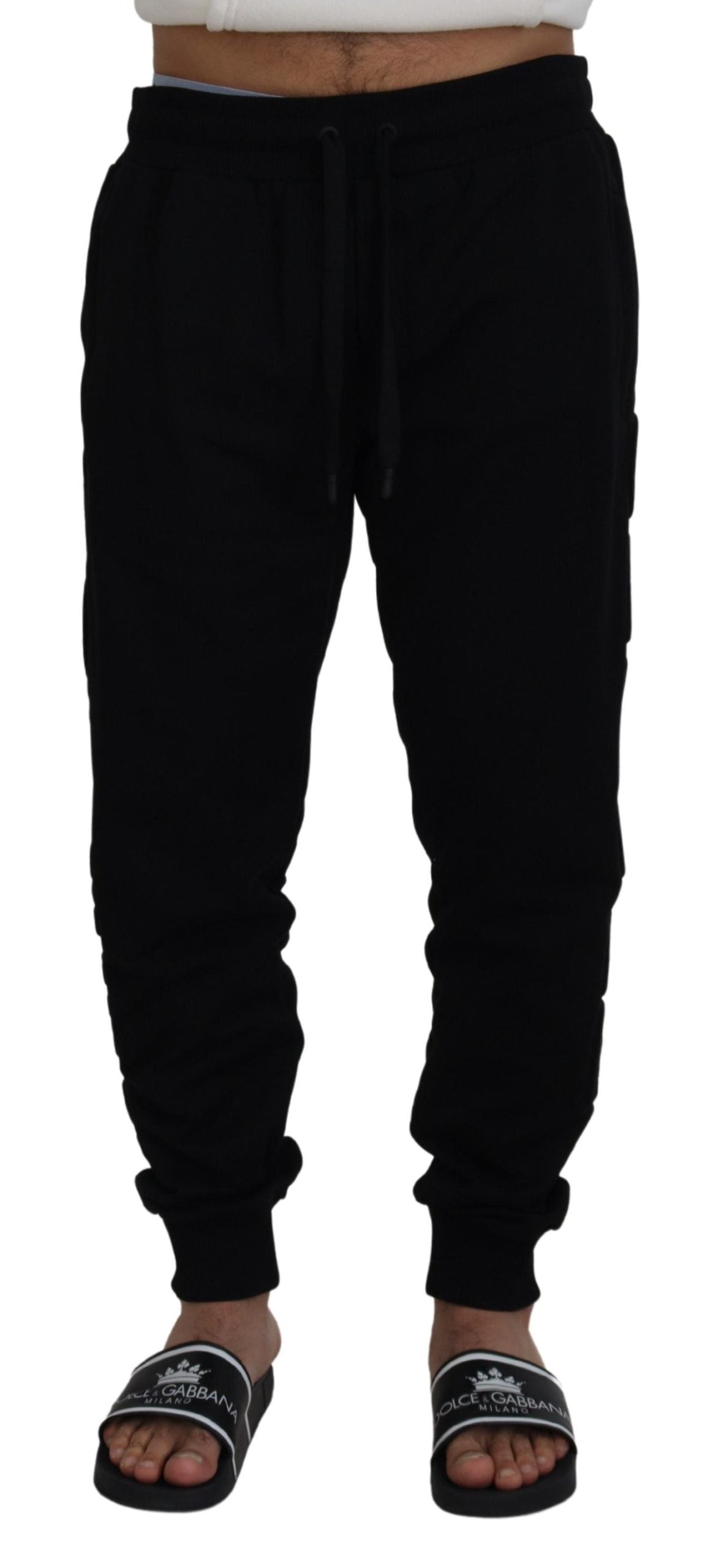 Pantalones jogger elegantes de algodón negro de Dolce &amp; Gabbana