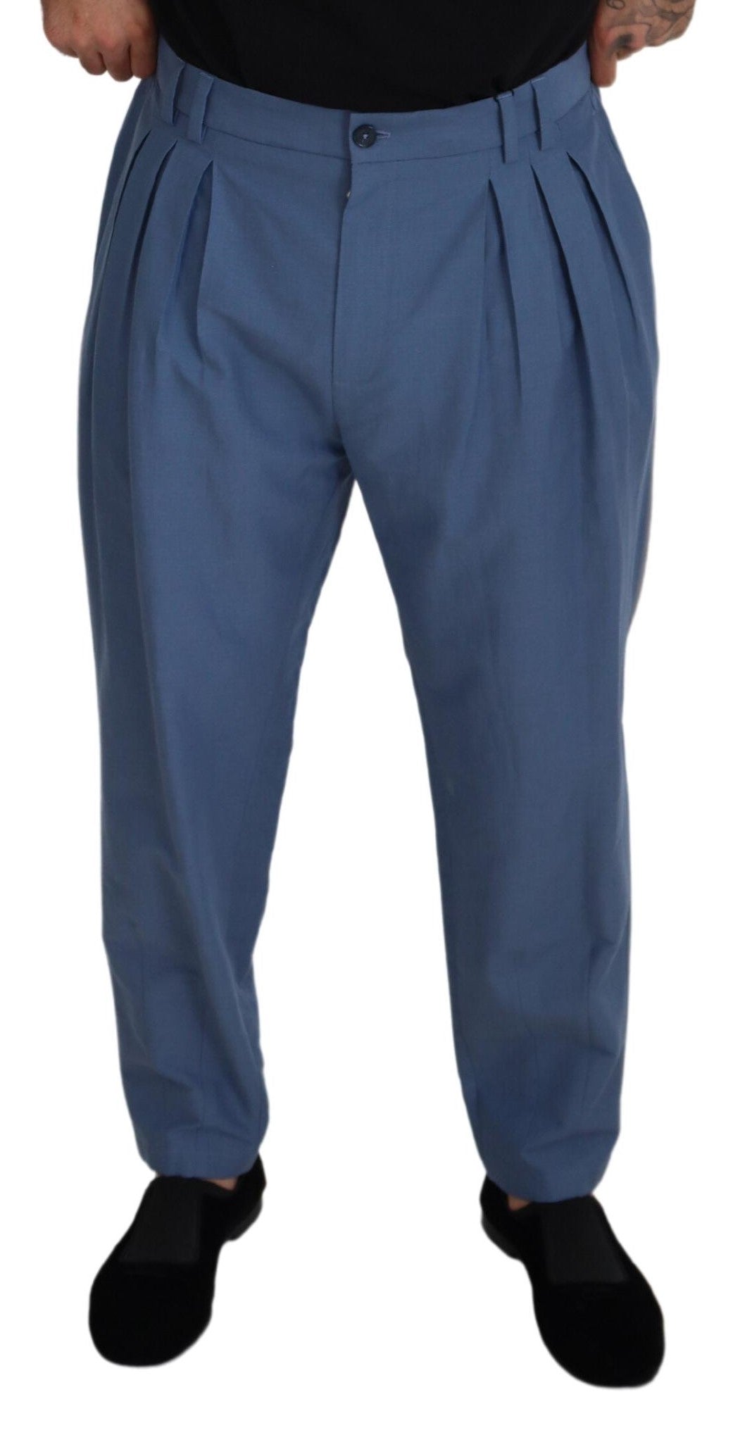 Dolce & Gabbana Elegant Blue Linen-Cotton Pants