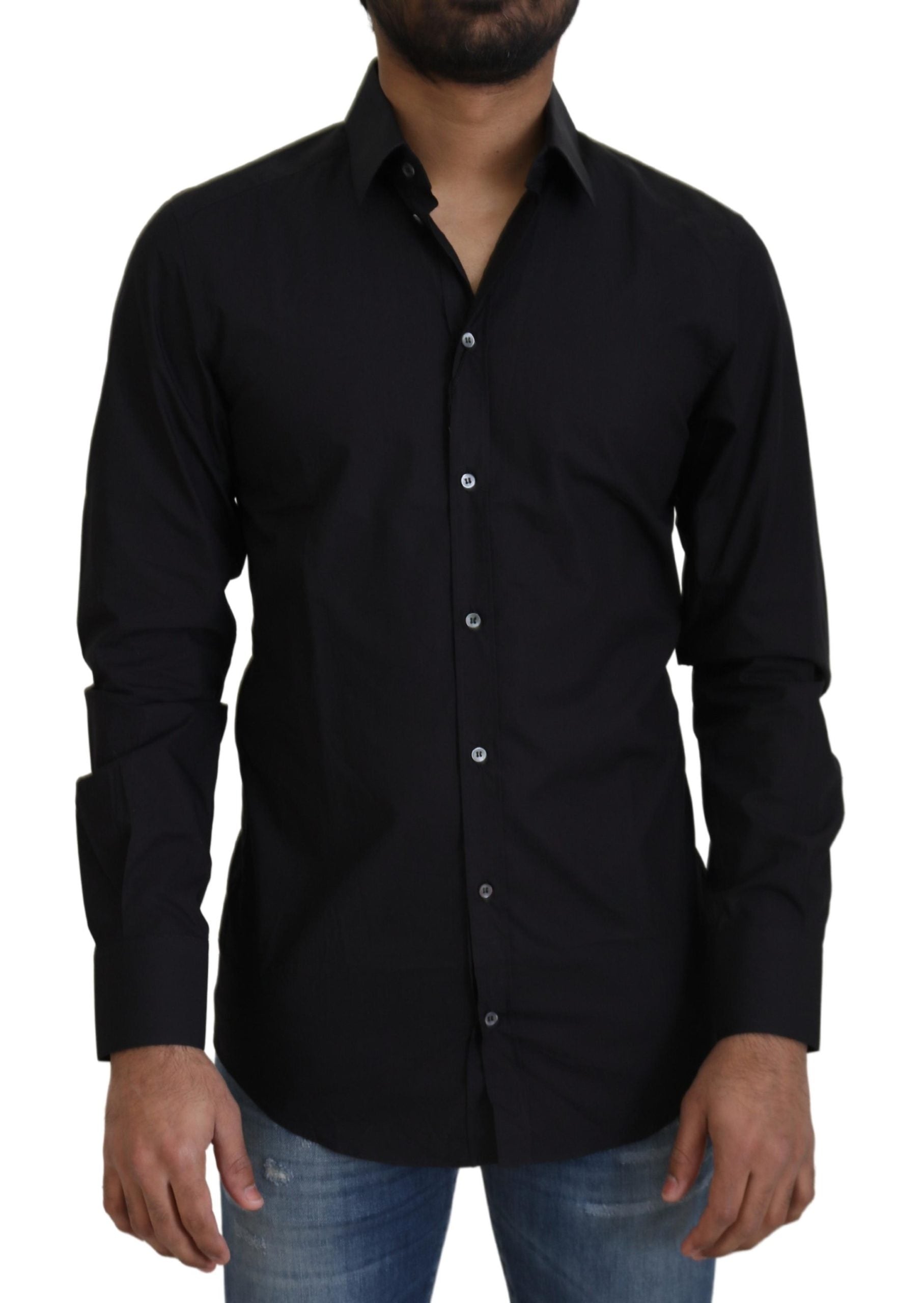 Dolce & Gabbana Elegant Slim Fit Black Cotton Dress Shirt