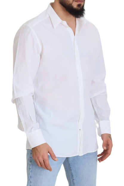 Dolce & Gabbana Elegance Reimagined White Cotton Dress Shirt