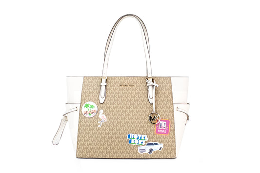 Bolso de mano de PVC con estampado de Miami Signature de Michael Kors Gilly Large Travel