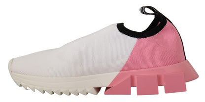 Elegantes zapatillas deportivas sin cordones Sorrento en blanco y rosa