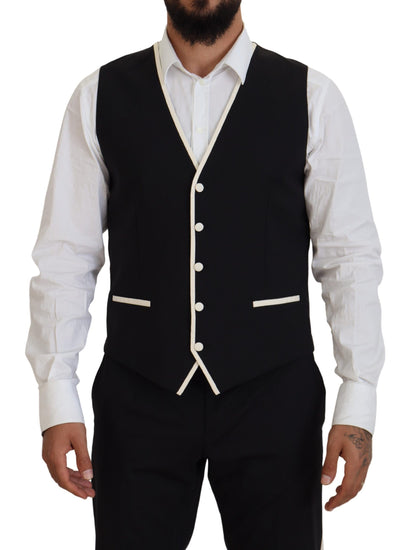 Traje elegante de tres piezas entallado en blanco y negro de Dolce &amp; Gabbana