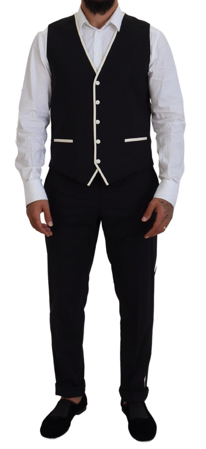 Traje elegante de tres piezas entallado en blanco y negro de Dolce &amp; Gabbana
