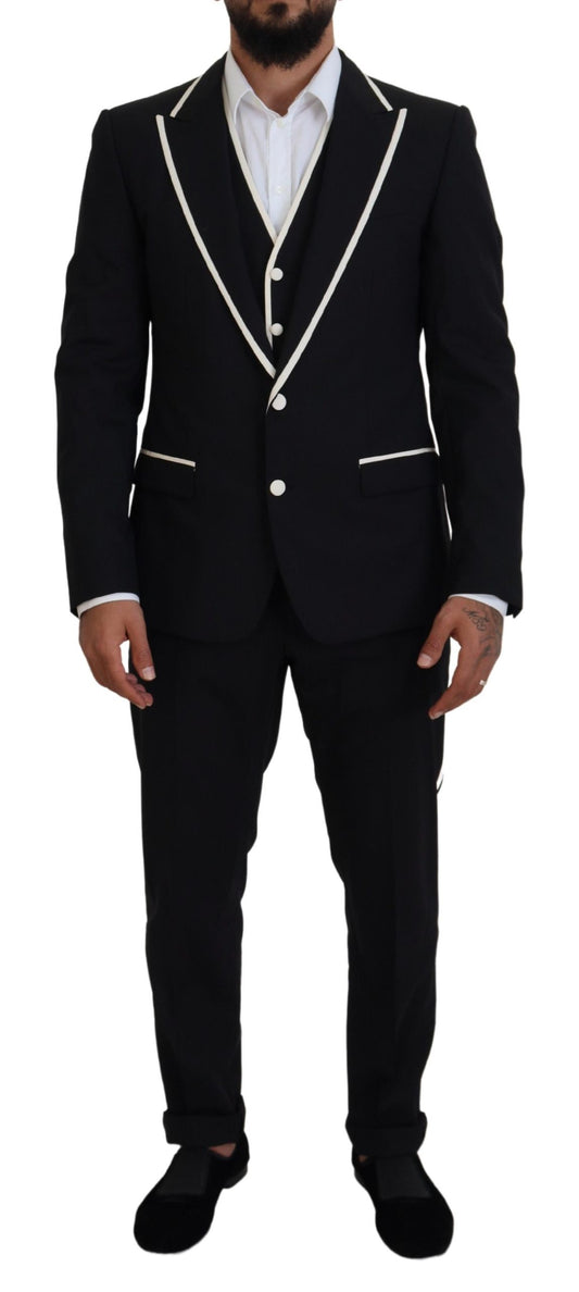 Traje elegante de tres piezas entallado en blanco y negro de Dolce &amp; Gabbana