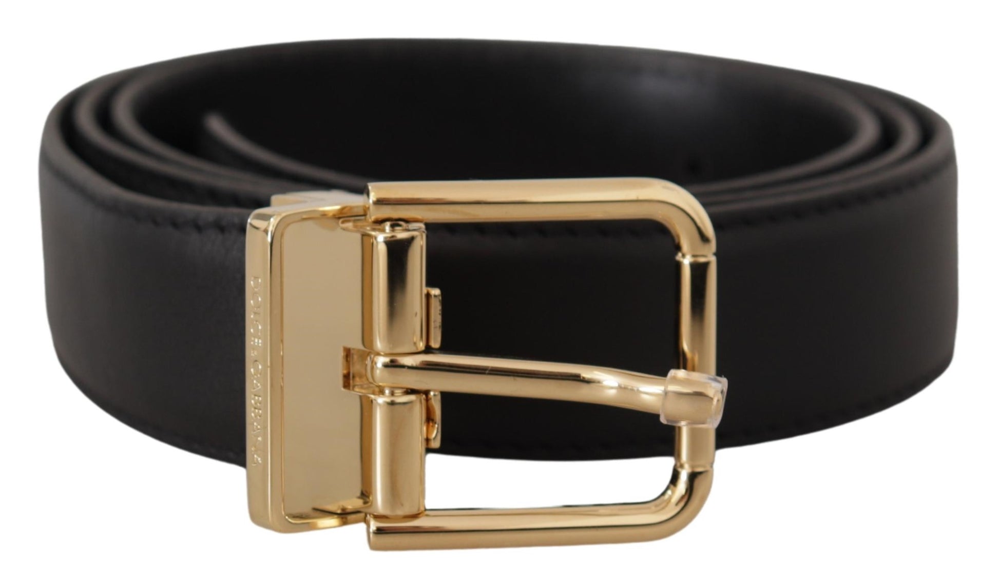 Cinturón elegante de piel negra con hebilla de metal de Dolce &amp; Gabbana