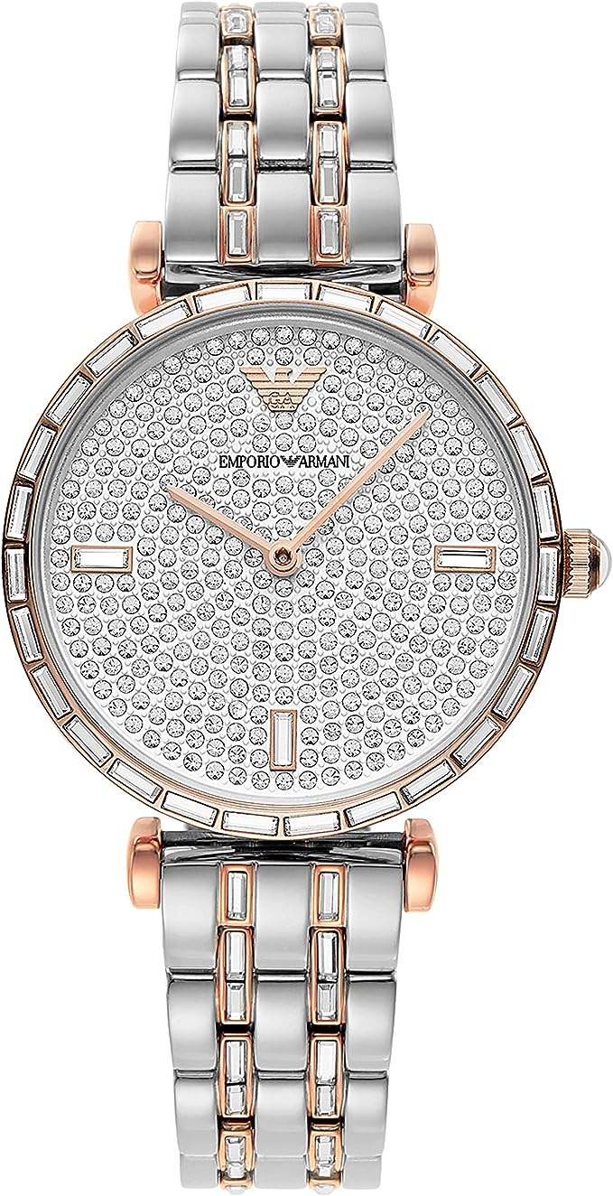 Emporio Armani Elegant Two-Tone Crystal Pave Watch