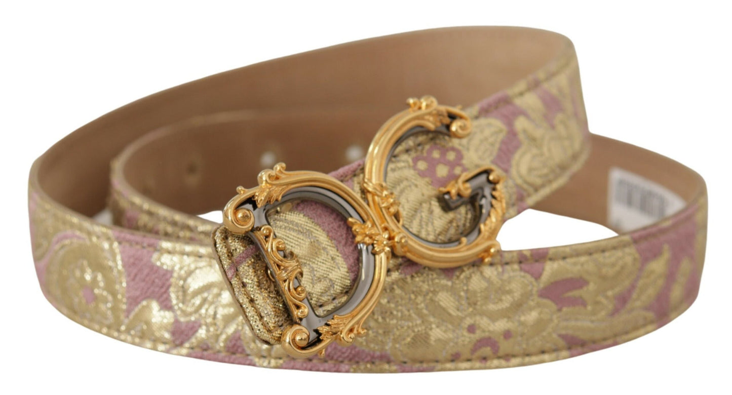 Cinturón elegante de piel en dorado y rosa de Dolce &amp; Gabbana