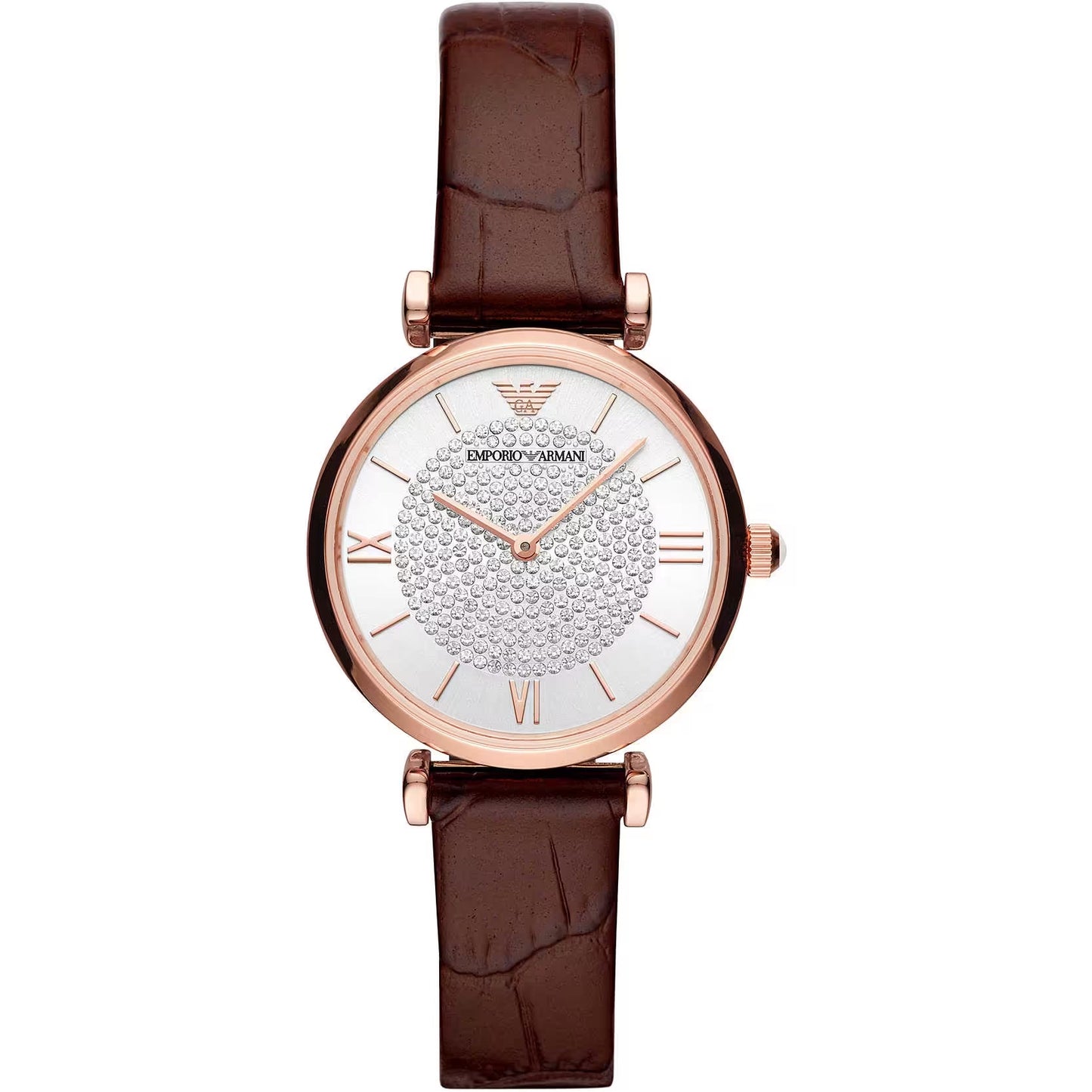 Reloj elegante de piel color burdeos de Emporio Armani para mujer