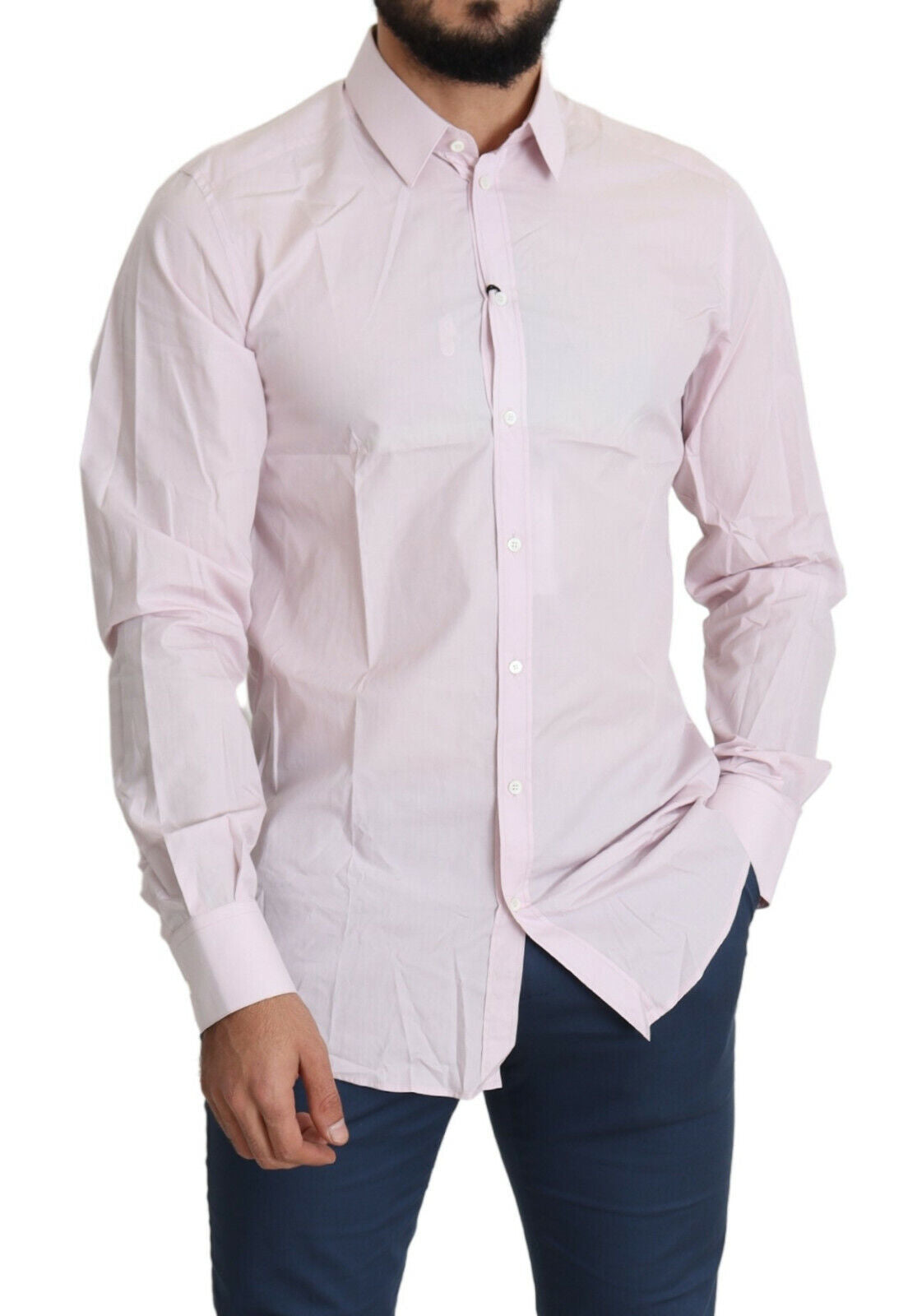 Camisa de vestir elegante de corte entallado en color rosa de Dolce &amp; Gabbana