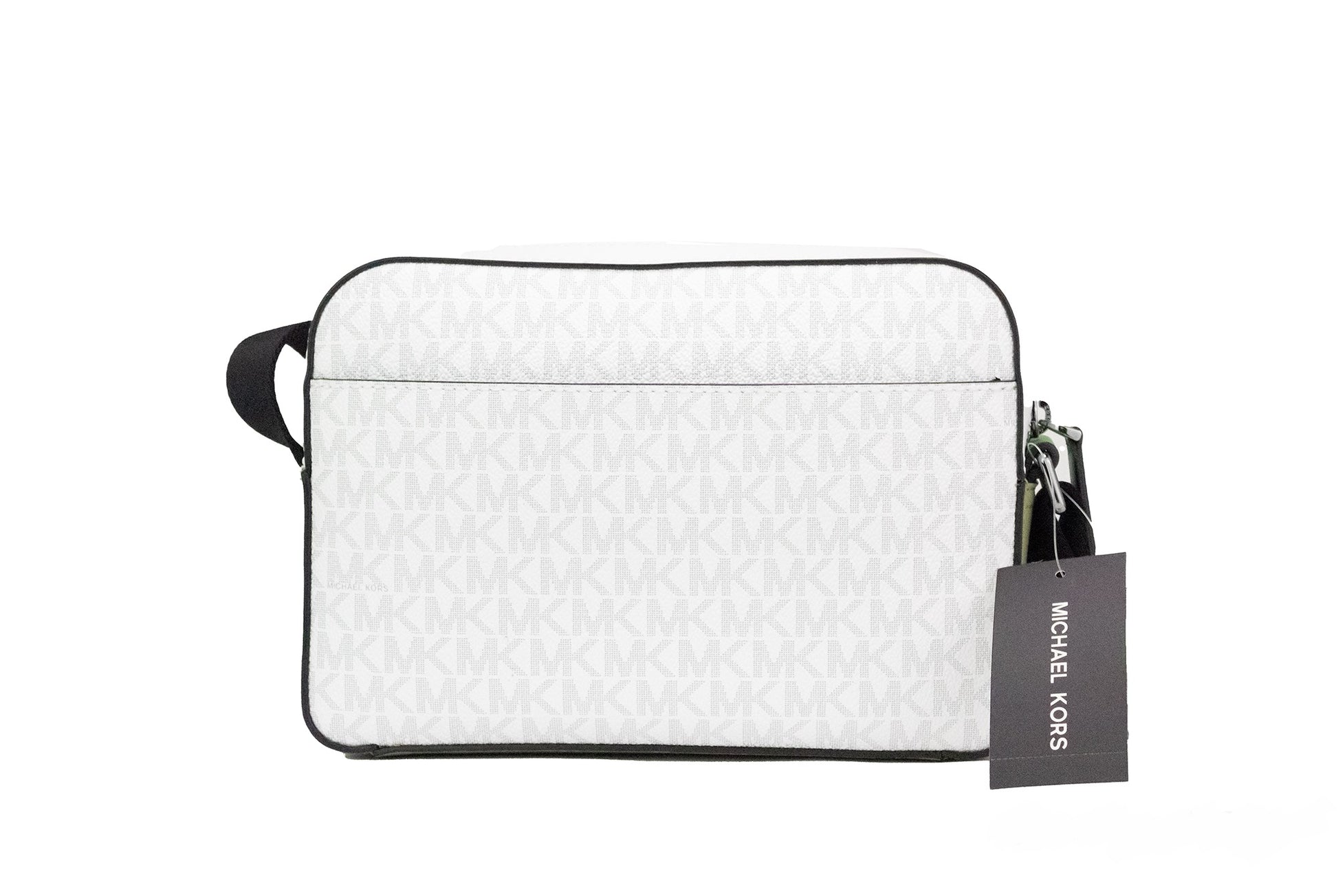 Bolso bandolera utilitario pequeño de PVC con diseño de palma en blanco brillante Cooper