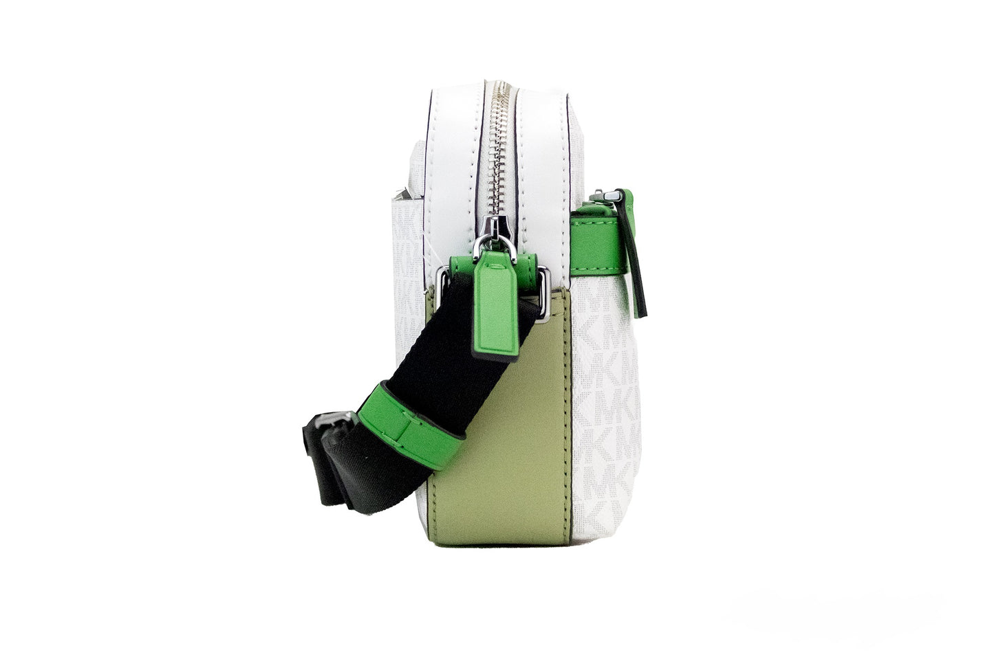 Bolso bandolera utilitario pequeño de PVC con diseño de palma en blanco brillante Cooper