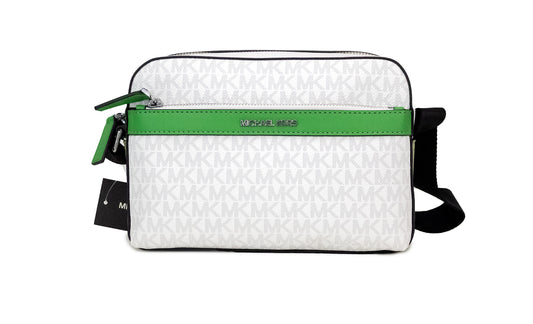 Bolso bandolera utilitario pequeño de PVC con diseño de palma en blanco brillante Cooper