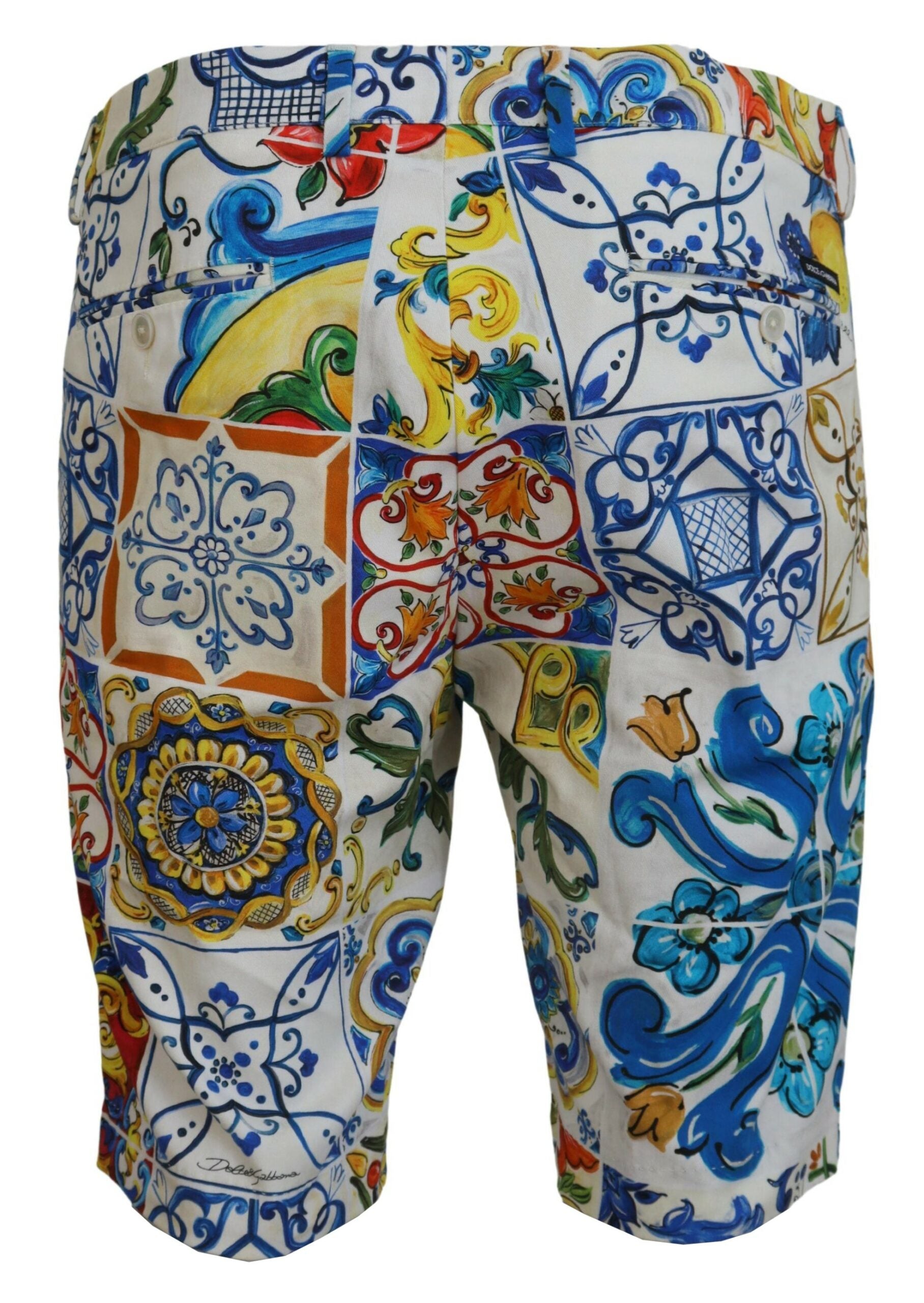 Pantalones cortos chinos casuales con estampado de mayólica de Dolce &amp; Gabbana