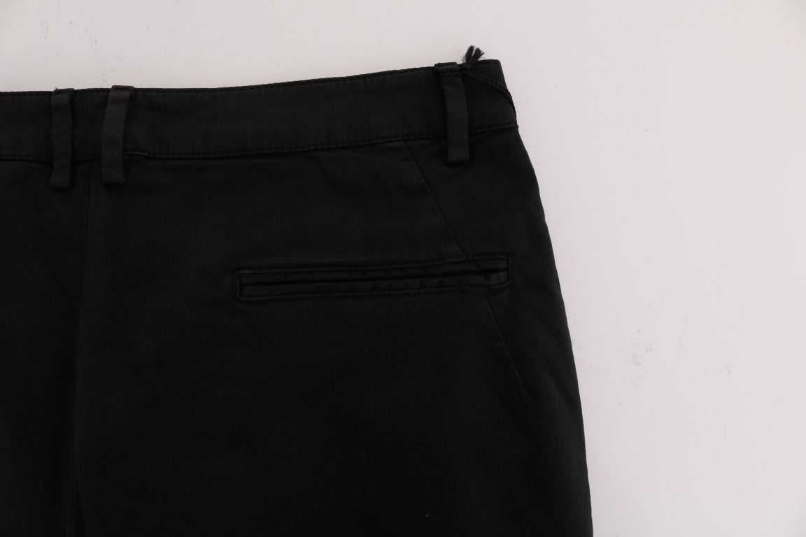 Pantalones negros ajustados y elegantes de algodón elástico de estilo nacional