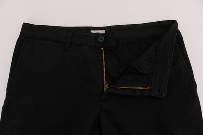 Pantalones de algodón negros de corte entallado elegantes de GF Ferre