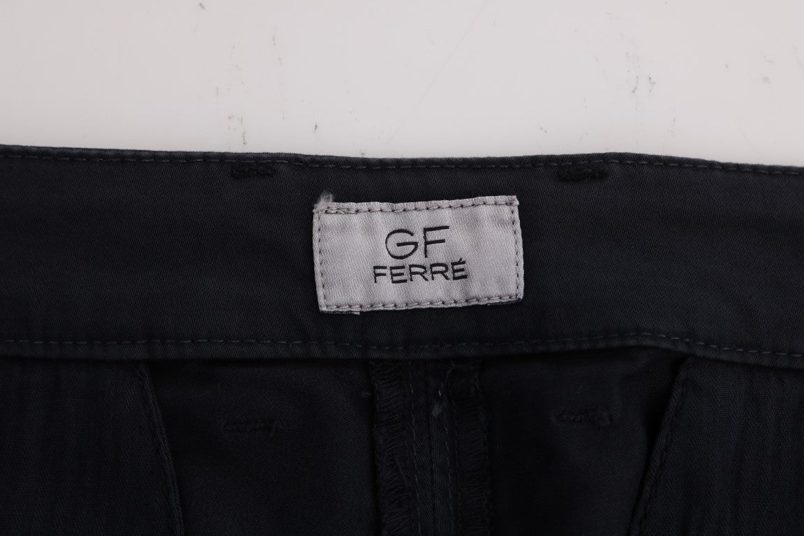 Pantalones elásticos de algodón azul de corte ajustado y elegante de GF Ferre