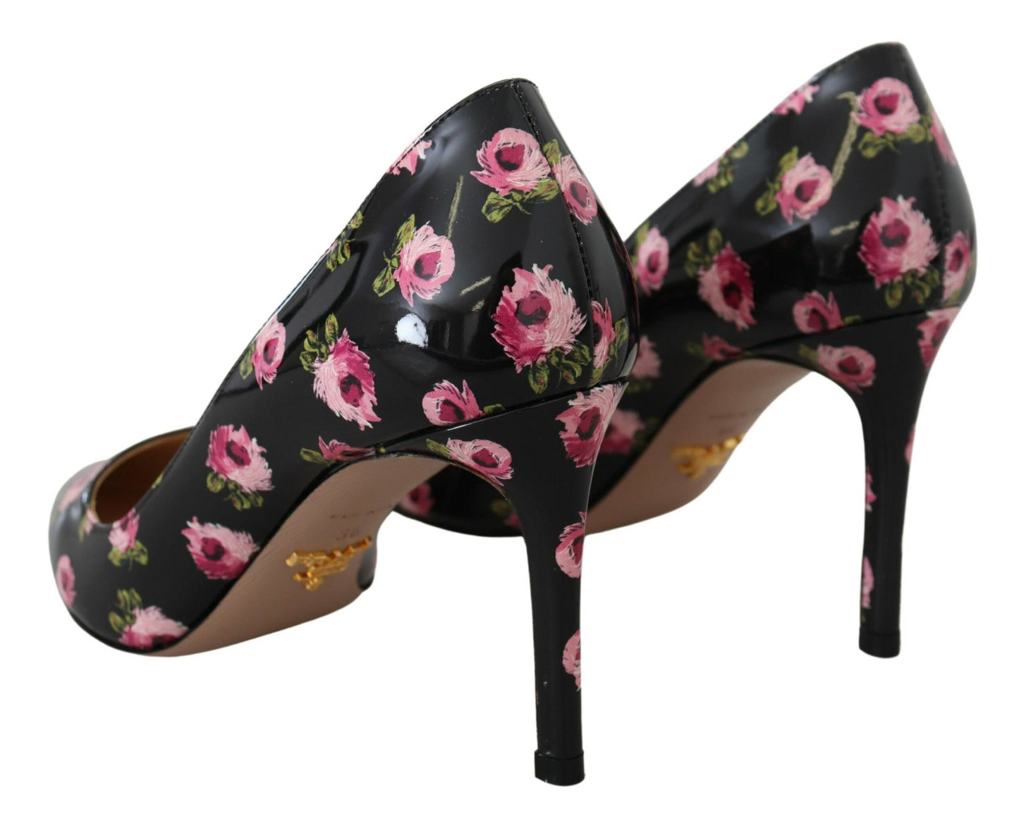 Zapatos de salón de cuero con estampado floral elegante de Prada