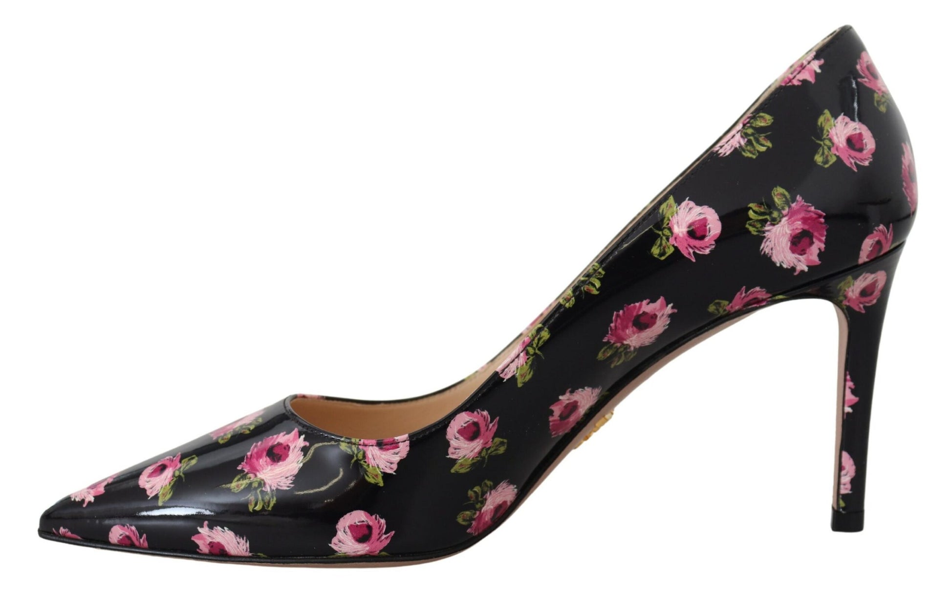 Zapatos de salón de cuero con estampado floral elegante de Prada