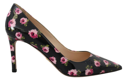 Zapatos de salón de cuero con estampado floral elegante de Prada