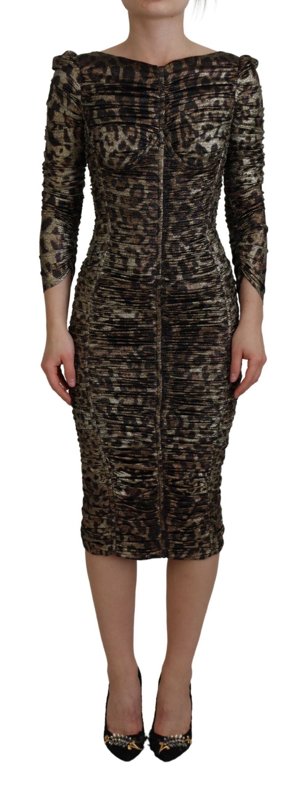 Vestido ajustado midi con estampado de leopardo elegante de Dolce &amp; Gabbana