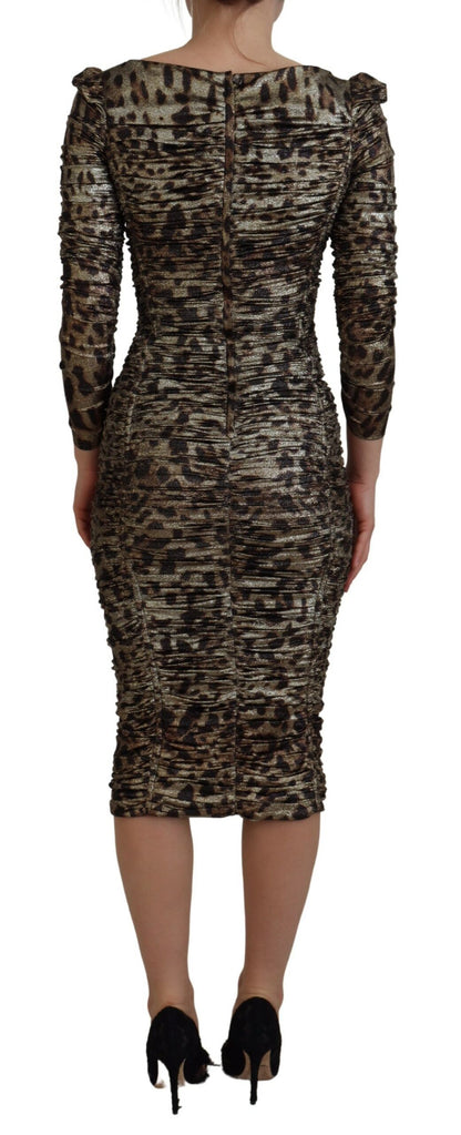 Vestido ajustado midi con estampado de leopardo elegante de Dolce &amp; Gabbana