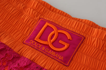 Elegantes shorts de cintura alta con encaje de Dolce &amp; Gabbana en dos tonos