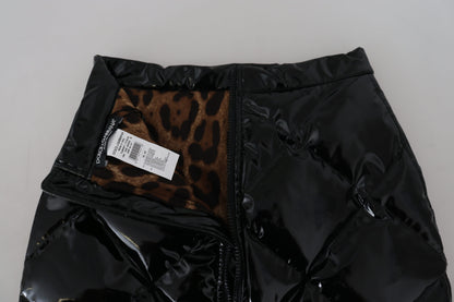 Minifalda elegante de talle alto de Dolce &amp; Gabbana en negro brillante
