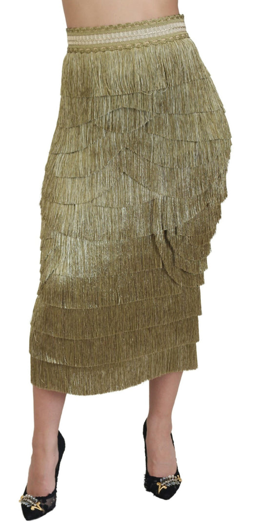 Falda midi escalonada con cintura alta dorada de Dolce &amp; Gabbana