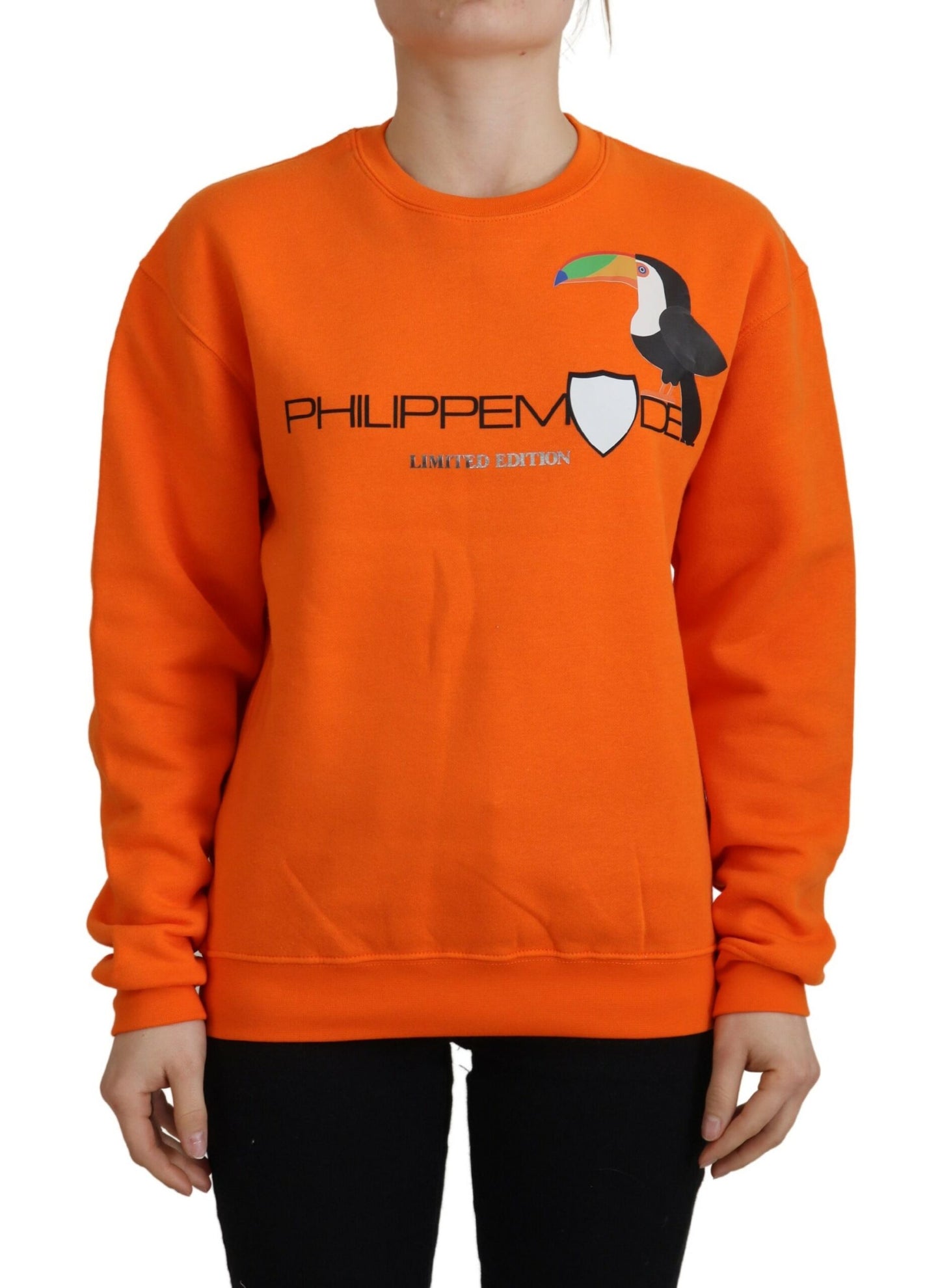 Philippe Model Chic Orange Printed Long Sleeve Pullover Sweater