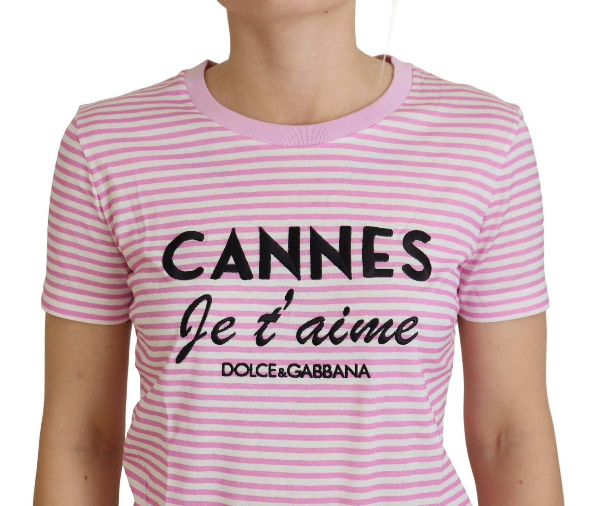 Camiseta de algodón con rayas Love Affair exclusiva de Dolce &amp; Gabbana