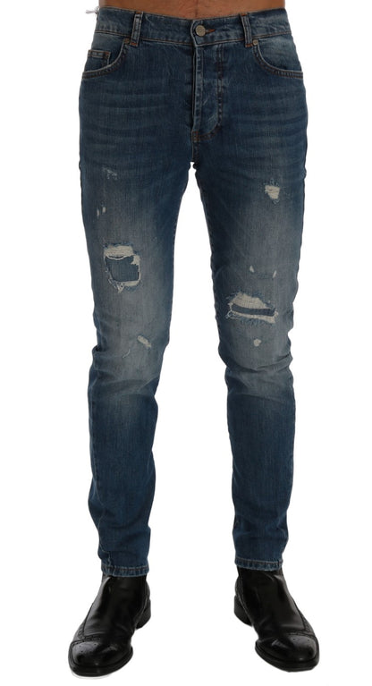 Frankie Morello Svelte Italian Denim - Vaqueros azules de corte ajustado