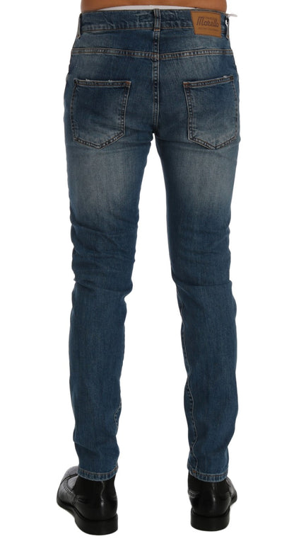 Frankie Morello Svelte Italian Denim - Vaqueros azules de corte ajustado