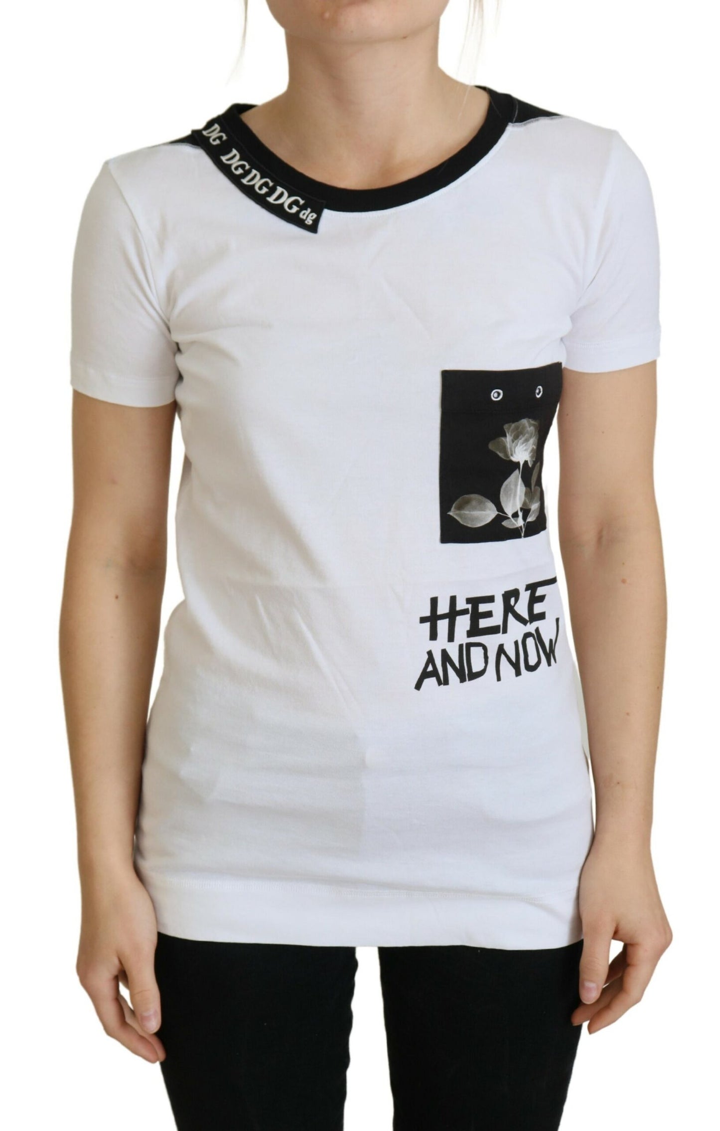 Camiseta de algodón monocromática elegante «Here and Now» de Dolce &amp; Gabbana