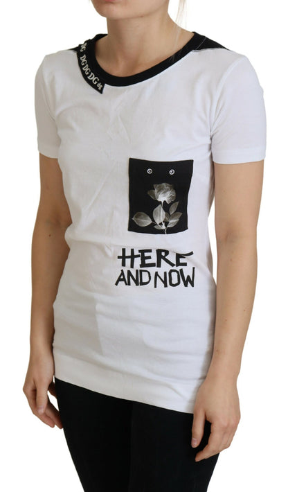 Camiseta de algodón monocromática elegante «Here and Now» de Dolce &amp; Gabbana