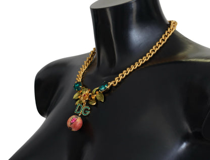 Elegante collar con flores y frutas en tono dorado de Dolce &amp; Gabbana