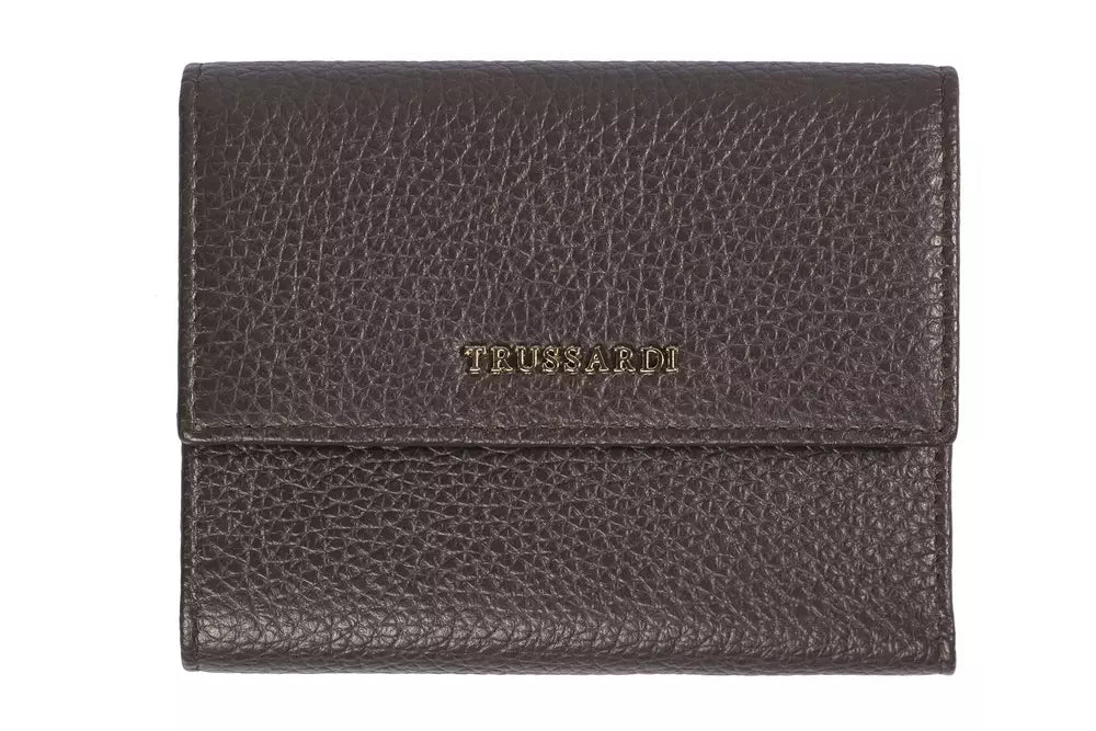 Cartera de mujer de piel marrón Trussardi
