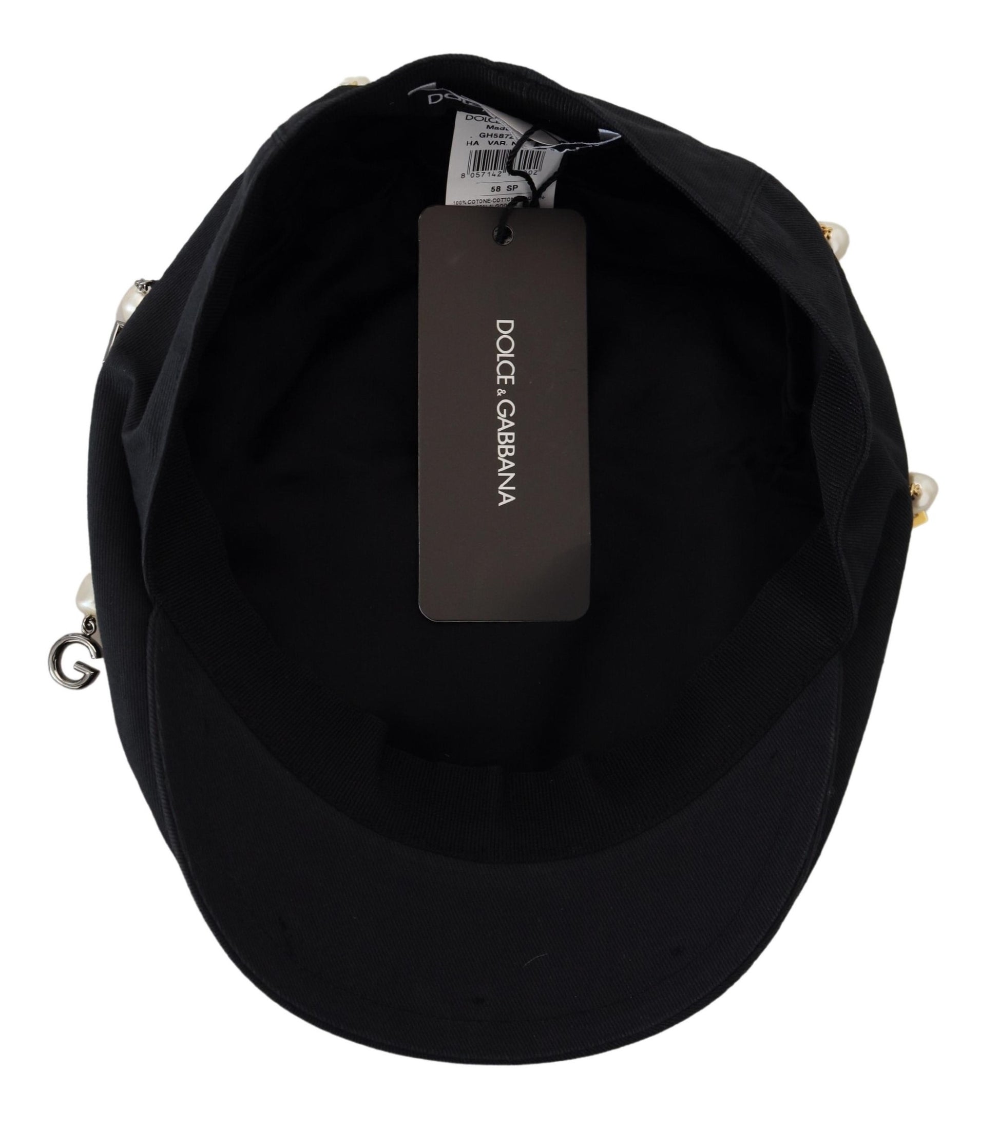 Elegante gorro de vendedor de periódicos de algodón negro de Dolce &amp; Gabbana