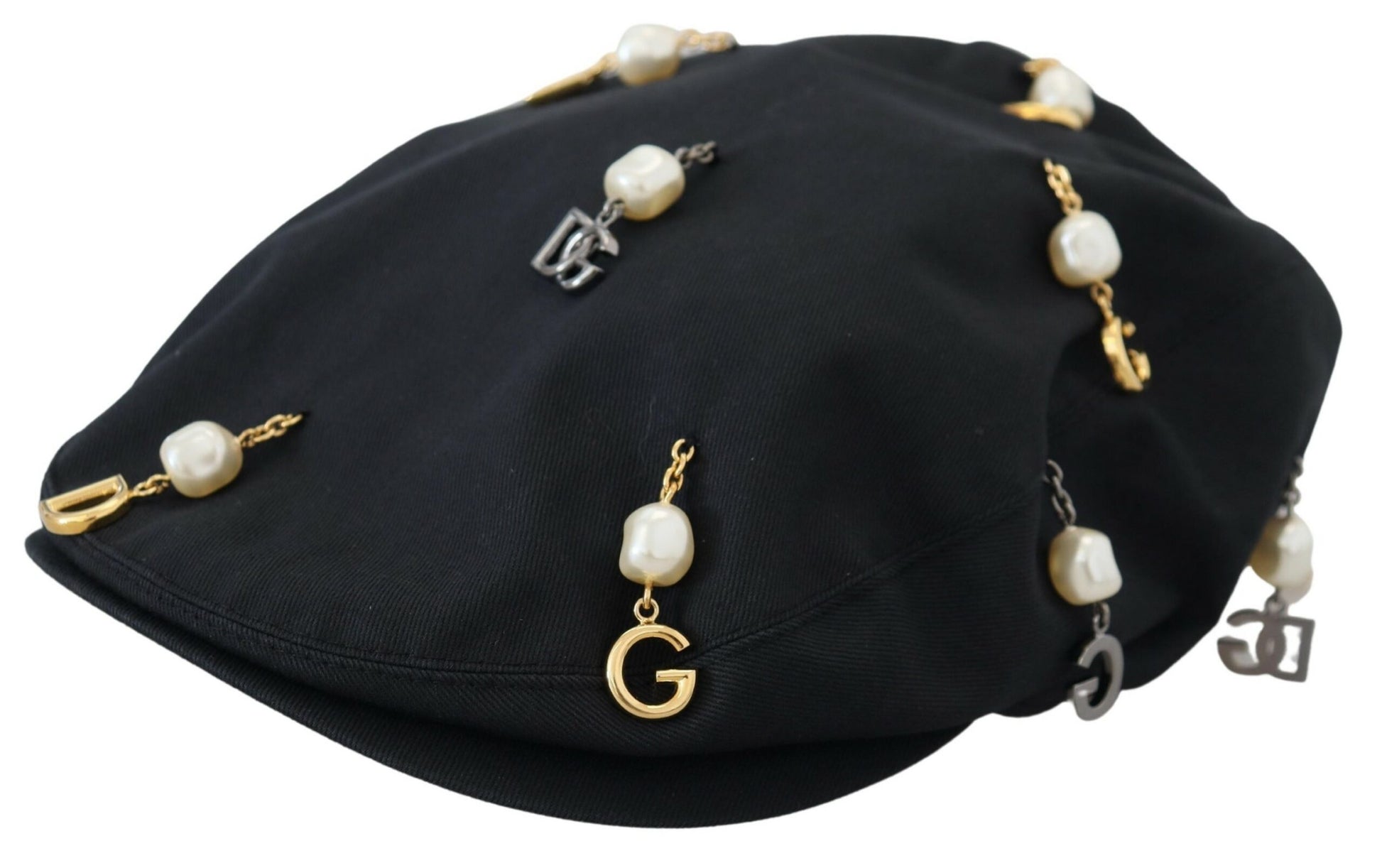 Elegante gorro de vendedor de periódicos de algodón negro de Dolce &amp; Gabbana