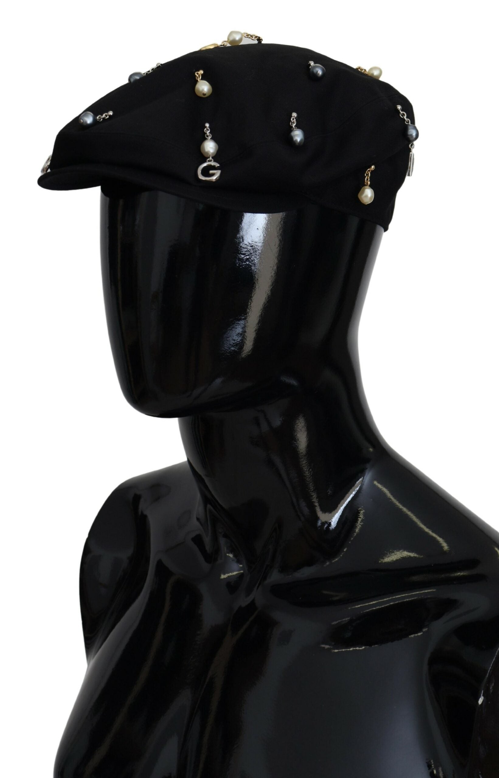 Elegante gorro de vendedor de periódicos de algodón negro de Dolce &amp; Gabbana