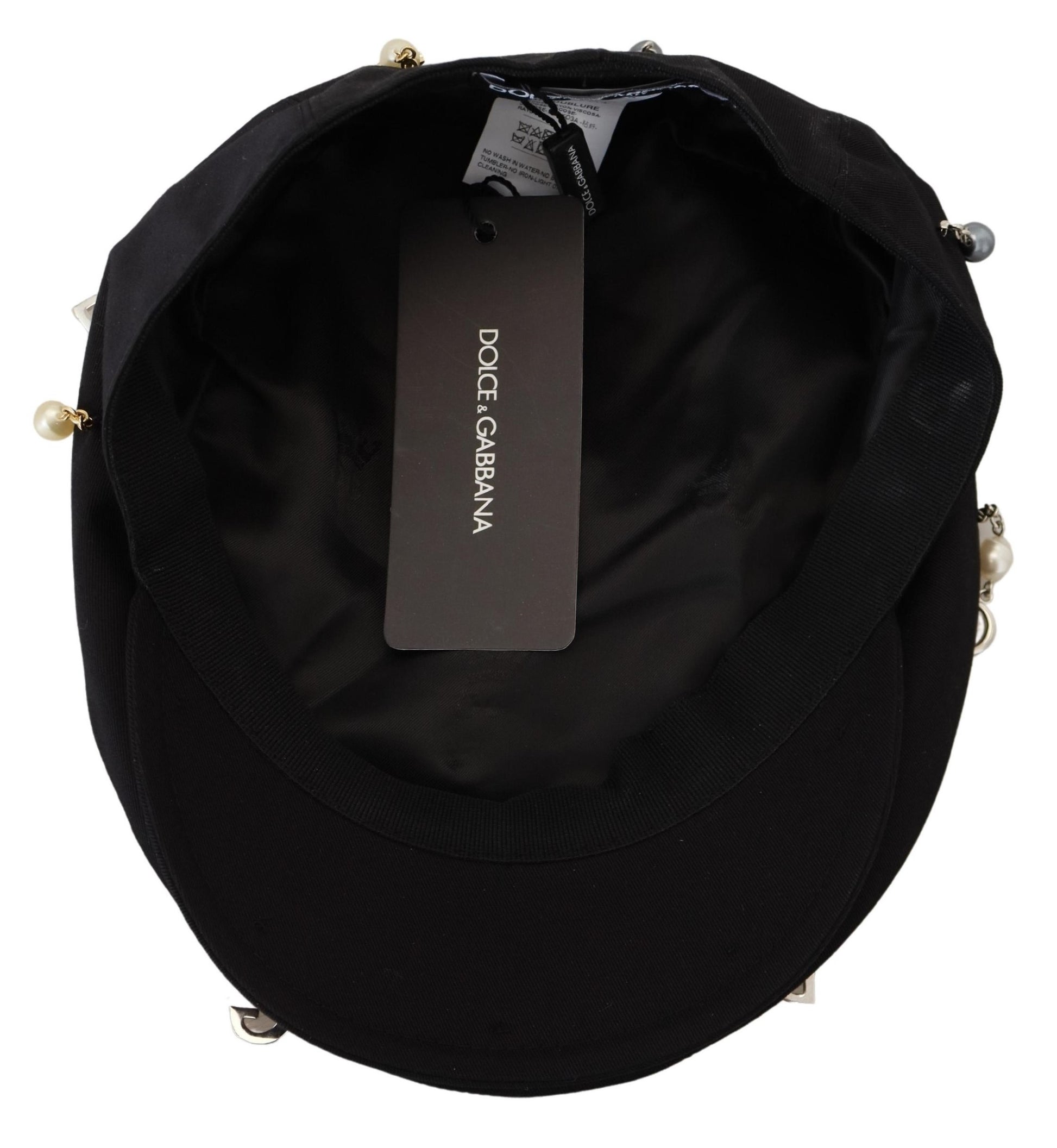 Elegante gorro de vendedor de periódicos de algodón negro de Dolce &amp; Gabbana