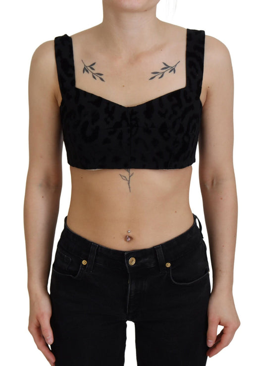 Top tipo corsé con escote tipo bustier en mezcla de algodón negro elegante de Dolce & Gabbana