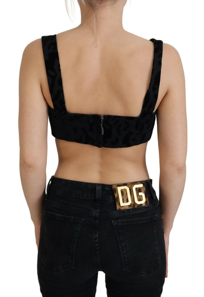 Top tipo corsé con escote tipo bustier en mezcla de algodón negro elegante de Dolce &amp; Gabbana