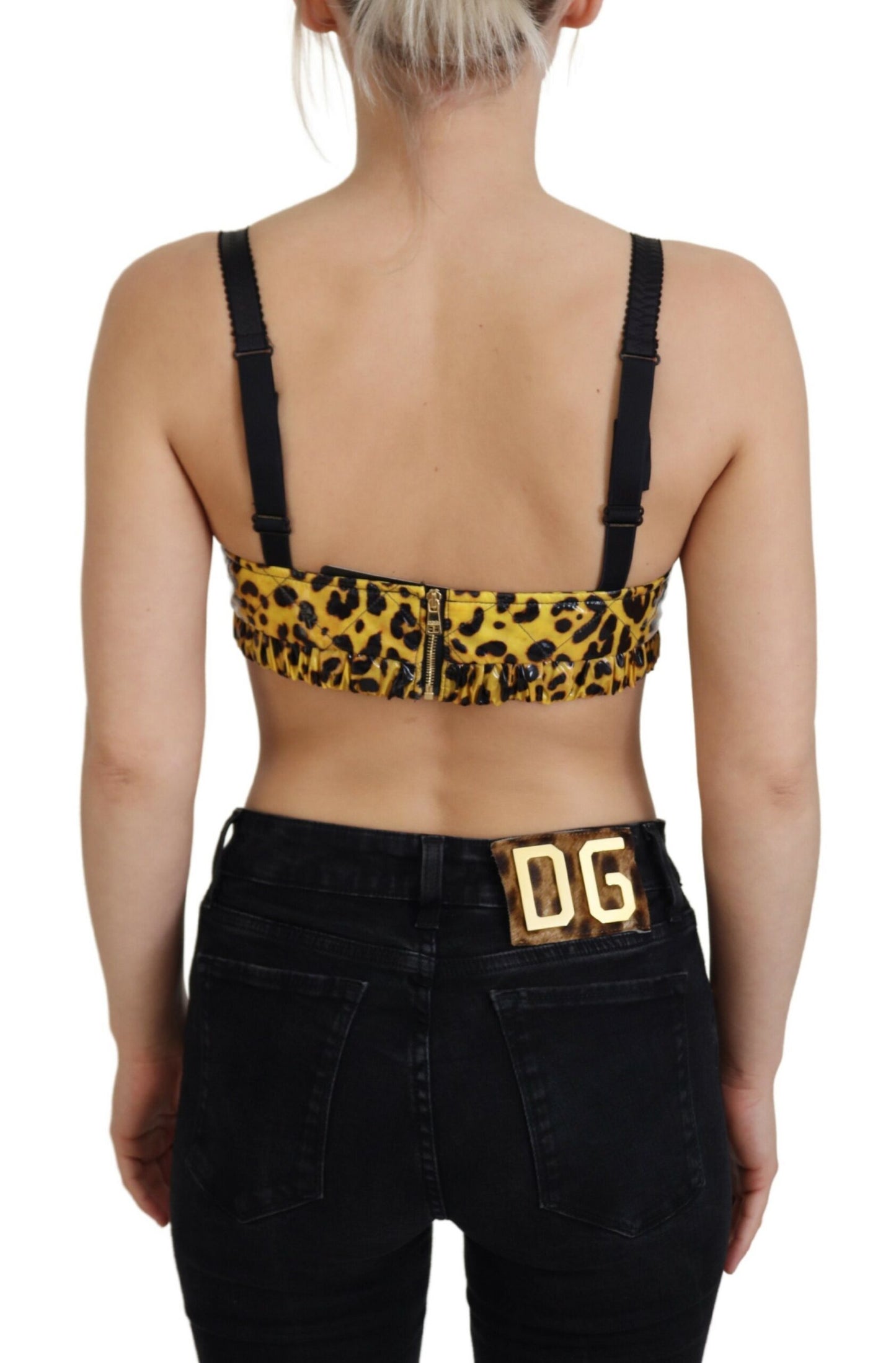 Top corsé sin mangas con estampado de leopardo elegante de Dolce &amp; Gabbana