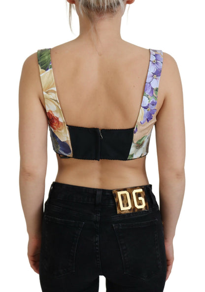 Top corto con corpiño y estampado floral de Dolce &amp; Gabbana